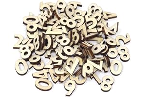 YIXUTAG 100pcs Chiffres en Bois 0-9, 15 mm Non Peints pour Loisirs Créatifs, Scrapbooking, Fête de Mariage, Décoration à Dos Plat