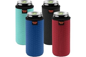 Desing Wish 4 Piezas 12 oz Slim Can Cooler Sleeve Enfriador de Latas Coke Can Cooler Cover Sleeve Antideslizante Soporte de Neopreno Manga Aislante para Bebidas Manga Refrigerante para Latas