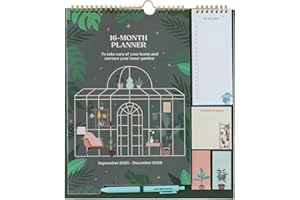 Grupo Erik Planer ścienny 2026 - prezenty dla roślin dla rodziny | planer miesięczny z naklejkami, długopisem, listą zakupów, karteczkami samoprzylepnymi | kalendarz ścienny 16 miesięcy wrzesień 2025