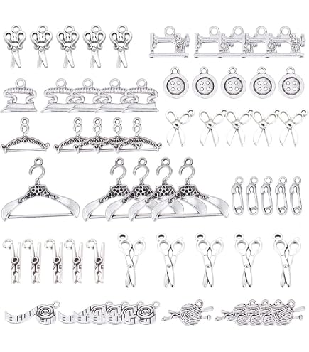 SUNNYCLUE - Kit De 60 Breloques Outils En Alliage Style Tibétain - 20 Modèles (Ciseaux, Marteau, Hache...) - Pour Fabrication De Bijoux DIY Breloques Marteau Scie Tournevis DIY