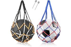 Jeffdad Borsa a rete per palloni da pallacanestro, pallavolo, calcio, 2 pezzi, portatile, con due perni di gonfiaggio, per vari tipi di palloni in rete