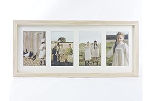 TIME HOME DEVELOPMENT Marco foto múltiple con paspartú para collage de fotos 10x15 para mesa o pared (4 FOTOS, MADERA)