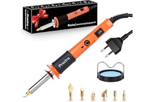 Kit de Pyrogravure Bois, Preciva Stylo de Pyrogravure sur Bois, Kit Gravure Multifonctionnel, Fer à souder Electrique , Outil de Gravure sur Bois/Cuir avec 6 Pointes (Type 1)