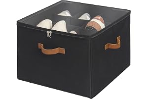 StorageWorks Skoförvaringslåda, hopfällbar skoorganisator för upp till 16 par, staplbar skoförvaringslåda med genomskinligt lock, platsbesparande design, skohyllsystem i svart färg