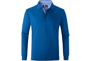zitysport Polo Hombres Manga Larga Transpirable Secado Rápido Verano Botón Camisetas para Hombre Casual Sport Shirt Basic Regular Fit Golf Camisas