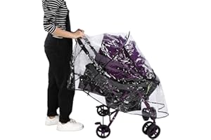 DAUERHAFT Tylko ochrona przed deszczem do wózków dziecięcych, uniwersalna, wodoszczelna ochrona przed deszczem wózków dziecięcych, ochrona przed wiatrem, akcesoria do wózka dziecięcego, 55 x 75 x 40 cm, do wózków dziecięcych z parasolem