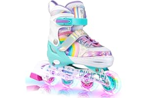 SULIFEEL Unicorn Adjustable Inline Skates for Girls Kids with All Illuminating PU Wheels for Outdoor and Indoor Beginner Skates Purple