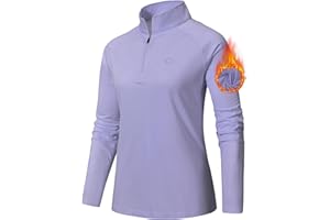 AjezMax Femmes Course à Pied T-Shirt à Manches Longues 1/4 Fermeture Éclair Protection Solaire UPF 50+ Sport Yoga Hauts…
