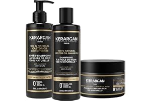 KERARGAN - Schampo, Balsam & Hårmask med Ricinolja för Skört Hår - 3x250ml | Schampo, balsam och hårmask med ricinolja bildar en stärkande rutin för torrt eller skört hår