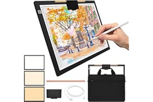 WINNIW Lichtstativ mit tragbarer Tragetasche, kabellose Lichtbox mit Ständer und Magnetclip oben (A4 Leuchtblock mit Tasche)