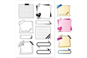 GLOBLELAND Sticky Note Pattern Silicone Clear Stamps Acrylic Stamps for Card Making and DIY Scrapbooking Embossing Album Decor Craft, 160 x 110 mm