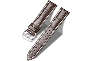 MUENShop Cinturini di Ricambio Vera Pelle Cinturino Fibbia in acciaio inossidabile Stile Business Classico Nero Marrone Blu 18mm-24mm per Uomo/Donna