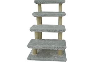 HAIBEIR Escalera de madera para mascotas de 4 pasos escalera para mascotas gato perro escalera fácil con alfombra desmontable para cama alta y sofá (gris)