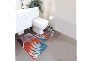 HOMESmith 2-piece Bathmat Set, Non-Slip and Absorbent, Machine Washable Bathroom Mat, Design 17