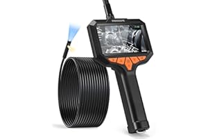 Ixdregan 1080P Endoskopkamera mit Licht, 4,3 Zoll IPS Bildschirm Dual Lens Endoskop, 8mm IP67 wasserdichte Endoskop 6+1 LEDs/32G Karte/IP67 Wasserdicht/Werkzeugkasten - 5M