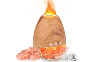 Jeebel Aroma Diffuser für Ätherische Öle - Diffusor Salzlampe mit Salzstein Himalaya und Flammeneffekt - 200ml Mini Kühler Nebel Luftbefeuchter für Aromatherapie Salz Heilung im Schlafzimmer Büro