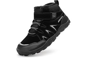 Littleplum Winterschuhe Jungen Winterstiefel Kinder Barfussschuhe Winter Warm Gefüttert Schneestiefel Wanderstiefel