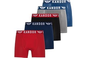 Kandor bamboo boxers for men – multipack of 5, comfortable stretch mens boxer shorts, men’s underwear trunks, colourful & black underpants, multi pack man bamboo cotton briefs