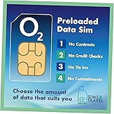 O2 Data Sim Card Preloaded with UNLIMITED 4G/5G Data. Includes 25GB to Roam for Free in 47 Countries. No Contracts, No Commit