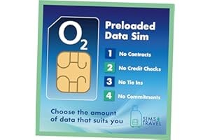 SIMS4TRAVEL O2 Data Sim Card Preloaded with UNLIMITED 4G/5G Data. Includes 25GB to Roam for Free in 47 Countries. No Contracts, No Commitments, No Credit Checks, No Tie-ins, No Personal ID. (Valid for 1 Month).