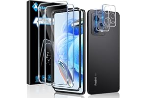 Aerku Protector de vidrio para Pantalla de Xiaomi Redmi Note 12 Pro 5G, Protector de Lente de Cámara [2+2 Piezas], 0.33MM HD 9H - Cristal Templado Ultra Resistente