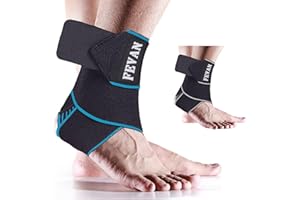 FEVAN Cavigliera Ortopedica Regolabile Antiscivolo - Cavigliera Sportiva per Uomo e Donna - Tutore Caviglia - Tutore Caviglia Distorsione - Cavigliera Ortopedica per Distorsione (Nero/Grigio) (Blu)