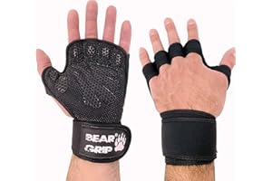 BEAR GRIP - Guanti da allenamento aperti con protezione extra sul palmo per crossfit, bodybuilding, callisthenics, powerlifting