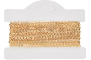Beebeecraft 5.16.4 ft/2.1 pies 18.(118) in (4)K Chapado En Oro Latón Cadena de Cable Plano Eslabón A Granel Cadena Larga Collar Hallazgos para Hacer Joyas DIY Suministros
