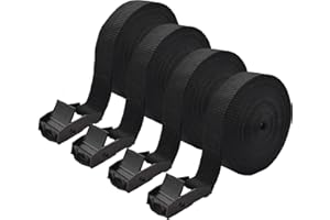 ‎ANFYKO Anfyko Zurrgurt Befestigungsriemen Spanngurt Schwarz 5m 4 Stück - Verstellbare Spanngurte mit Klemmschloss - Befestigungsbänder Unterschiedlicher Länge und Menge