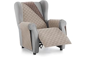 TEXTIL-HOME Textilhome Funda Cubre Sofá Malu - 1 Plaza - Funda de Sillón Relax y Orejero Reversible, Protector de Arañazos para Sofás Acolchado. Color Beige C/7