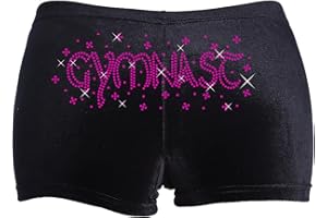 CRYSTALSRUS Varsany Gymnast Dance Wear Shorts - Leotard Black Hipster Velvet - Stretchy, Breathable Black Dancing Shorts for Girls Size 3-14 Years