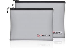 ZAERM Feuerfeste Dokumententasche,2 Größen (33 x 26cm,29 x 21cm) Feuersichere Wasserdichte Tasche Hülle Beutel Behälter für A4 Dokumente Passport Bankdatei Geld Wertsachen Feuerfeste Geldtasche(Grau)