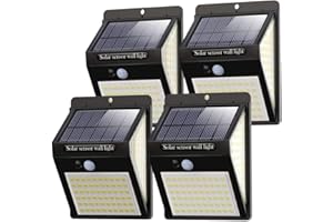 LITOGO Luce Solare LED Esterno [4 Pezzi], 140LED Luci Solari Lampade Faretti Solari a LED da Esterno Sensore di Movimento IP65 Impermeabile 3 Modalità per Giardino, Parete Wireless Risparmio Energetico