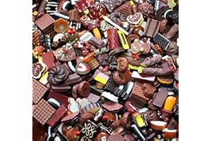 ZHIHENG Random 30pcs Cute Candy Resin Charms Beads Fruit Dessert Ice Cream Plastic Slices Flatback Buttons for Handcraft Accessories Scrapbooking Phone Case Decor(Chocolate)