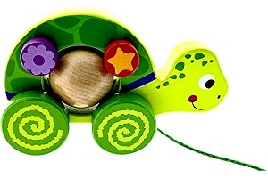 RB&G Wooden Pull Along Toy from 1 Year Old Cute Wooden Pull Along Toy Baby Toy Turtle Bear Elephant to Pull Along Wooden Toy Pull Along Elephant Family (Tortoise)