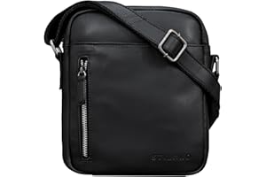 STILORD 'Kennedy' Bolso Mensajero Hombre Pequeño de Cuero Vintage para Hombres Joven y Adulto Bolso de Hombro Cruzado Bolsa Bandolera de Auténtica Piel, Color:Negro