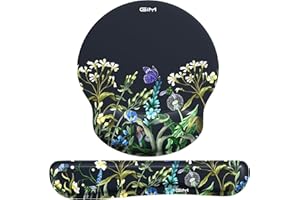 GIM Podkładka pod mysz, żelowa, ergonomiczna, dla nadgarstka, do komputera i laptopa (świeże kwiaty)
