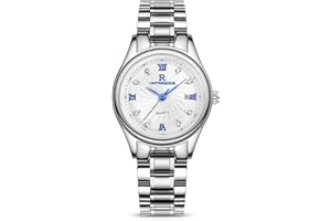 rorios Sklep damski zegarek na rękę, analogowy, kwarcowy, bransoletka ze stali nierdzewnej, wodoszczelny, Srebrny B, bransoletka