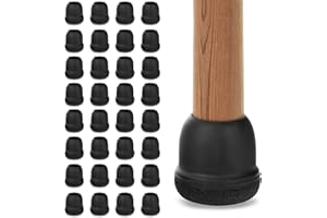 NICEWIN 32 Stück Stuhlbeinkappen mit Filz, Stuhlbeinschoner, Schutzkappen für Stuhlbeine, Gummi Stuhlbeinsocken mit Filzpolstern für Hartholzböden, Fliesen und Laminatboden (Schwarz, 19-25 mm)