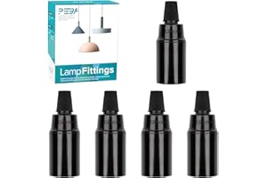 PEBA E14 Bulb Holder, Bakelite Lamp Holders, E14 Lamp Fitting, Plug in Pendant Lighting, Black Lampholders, ES Socket, 250V 4A, 5 Pieces