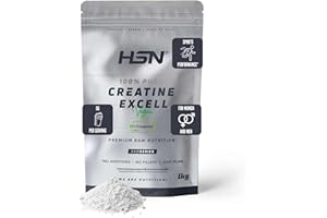 HSN Creatina 100% CREAPURE en Polvo Sin Sabor 1Kg | 100% Monohidrato de Creatina Micronizada | No Incluye Dosificador | Sin Añadidos y Libre de Contaminantes | No-GMO, Vegano, Sin Gluten