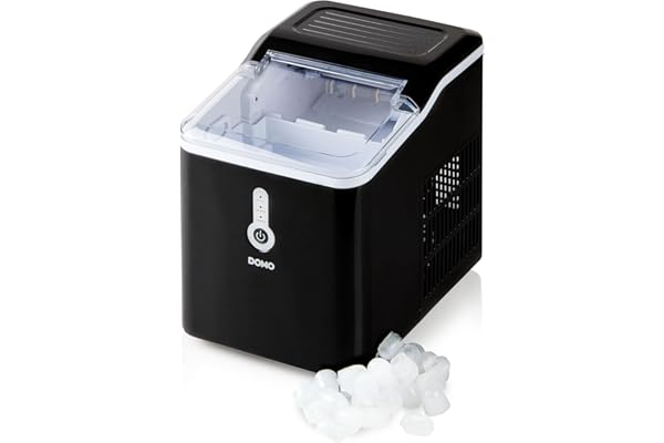 DOMO DO9220IB Eiswürfelbereiter - 12kg/24Std - 1,5 L - Inklusive Rezeptheft mit Mocktail Ideen - Eiswürfelmaschine - Schwarz