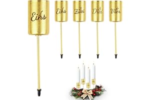 Joxessaien Złoty świecznik wieniec adwentowy, zestaw 4 sztuk, metalowe świeczniki z grawerunkiem 1-4, wysokość 11 cm, Ø 2,5 cm, świecznik na adwent i Boże Narodzenie