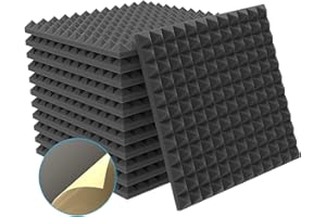 AKSBTEC 12 Stück Akustikschaumstoff Selbstklebend,Schalldämmung, Schallabsorber, Hochdichte 25㎏/㎥ Noppenschaumstoff, Schalldämmung Wand,Schaumstoffplatte für Tonstudio, Büro, Arbeitszimmer,Heim 30x30x2.5cm