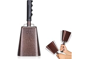 BAIFULAI Campana in acciaio e metallo, con manico, 25,6 cm, campane di mucca, campane in metallo, per rumore, eventi sportivi, calcio, feste, fattoria, strumento musicale