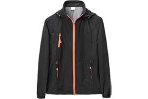Herothorn Hombre Chaqueta cortavientos de secado rápido para transpirable ligera con capucha resistente al sol resistente al viento abrigo para exteriores
