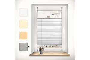 Sonello Estor Cortina Plisada sin taladrar 30cm x 120cm Gris, Cortina Enrollable Plisado Cortina Plisada para Puerta y Ventana persianas protección de la intimidad protección Solar estores palisados