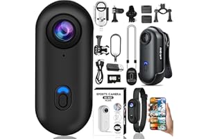 SHENGRUILI Mini Action Cam 4K,Action Camera,Tragbare Kamera mit 360° Drehbarem Clip und Magnetclip,Wasserdichter 4K-Körperkamera,Kleine Bodycam Körperkamera Überwachungskamera für Reisen, Outdoor