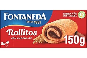 Fontaneda Rollitos de Bizcocho con Crema de Chocolate, Rellenos de Chocolate, 150 g