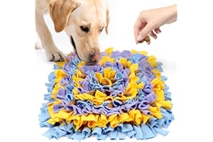 YEAKOO Dog Snuffle Mat, Hand Woven Dog Sniffing Pad Soft Pet Nose Work Smell Snuffle Mat Training Feeding Foraging Skill Blanket Dog Play Mats Puzzle Toys 45cmx45cm (Yellow/Purple/Blue)